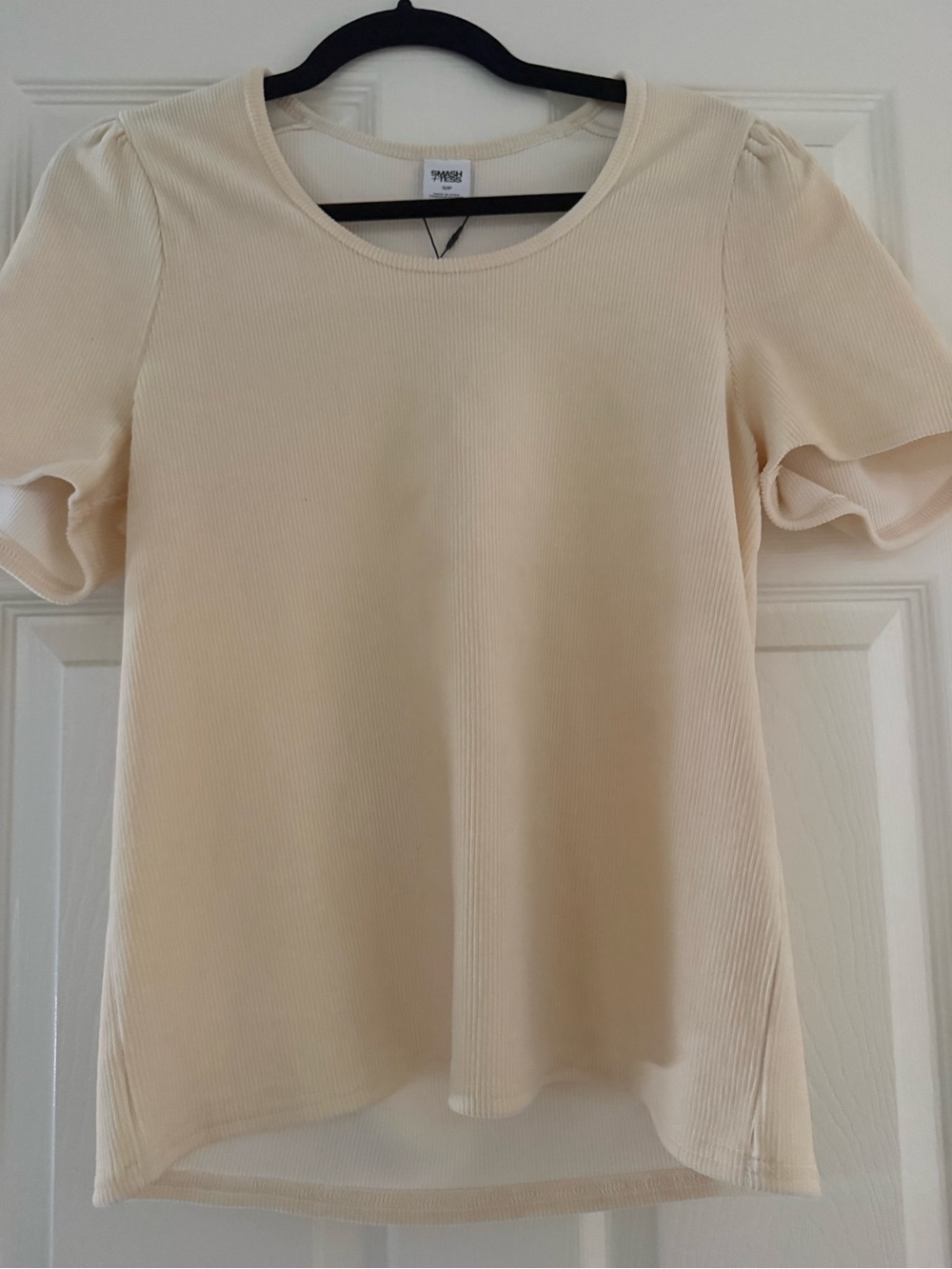 Smash + Tess Cream Ribbed Short Sleeve Tee